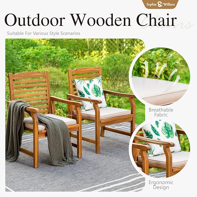 Sophia & William Patio Outdoor Table and Chairs Set, Patio Dining Sets for 8, 9 Pieces Patio Table Set for Backyard Deck Porch Outside, Acacia Wood Table Expandable with Hole and Chairs