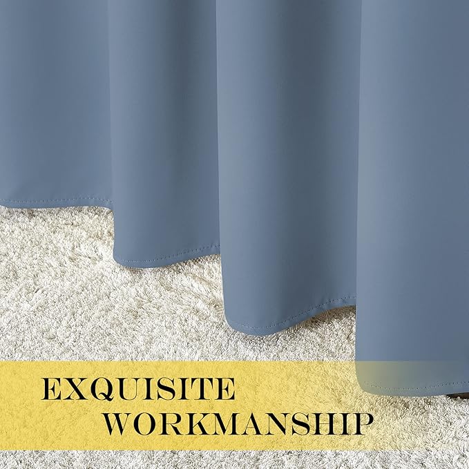 NICETOWN Room Darkening Short Curtain 54 inches Long for Living Room, Grommet Sound Reducing Thermal Insulated Curtains for Bedroom Nursery Window, 46W x 54L, 1 Piece, Stone Blue