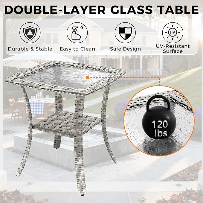 8-Seat Modern Patio Furniture Set with Swivel Rocking Chairs, Thick 4″ Cushions, Dual-Strand Wicker Rattan, Rust-Resistant Steel Frame – Outdoor Conversation & Modular Sectional,Beige