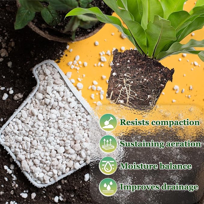 Organic Horticultural Perlite,Natural Perlite Improved Drainage, Ventilation & Root Growth,Perlite Conditioner Potting Mix for Orchids,Succulents,Indoor & Outdoor Plant and Gardening-4QT
