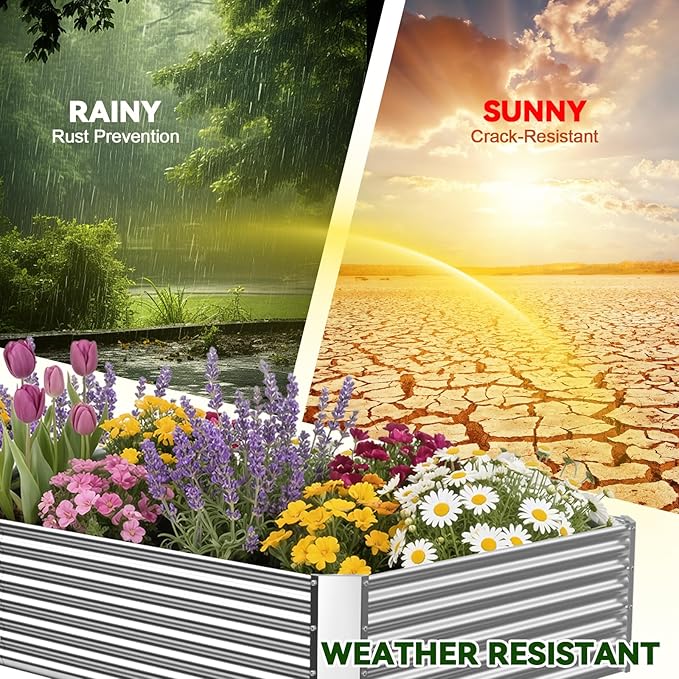 3 Pack 6x3FT Raised Beds for Gardening, Corrugated Galvanized Steel Raised Garden Bed, Outdoor Metal Above Ground Garden Bed for Vegetables and Flowers(Rectangular)