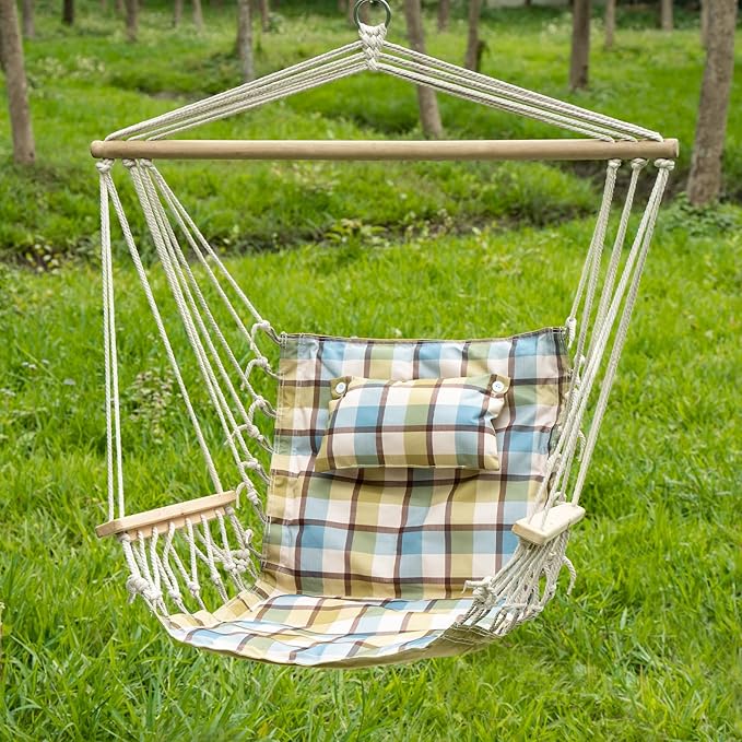 Backyard Expressions Reversible Hanging Rope Swing - Max 275 Lbs - Wooden Spreader Bar - for Any Indoor or Outdoor Spaces