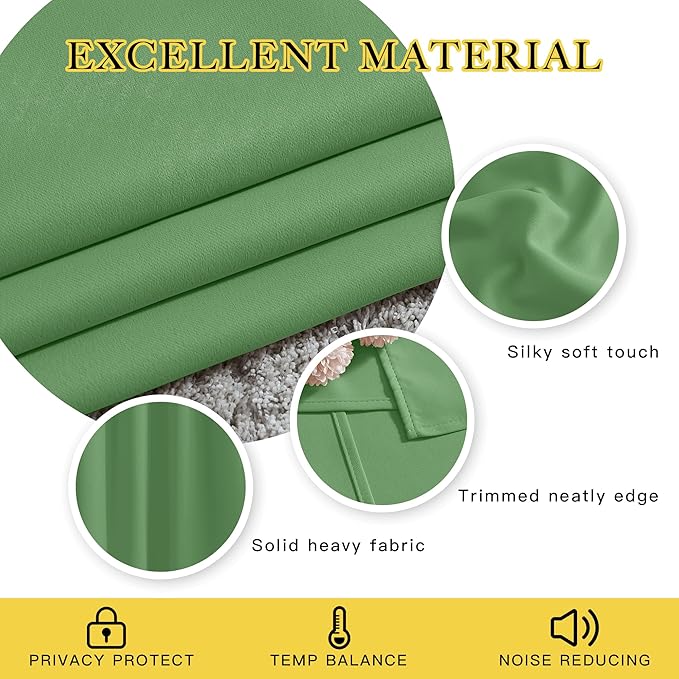 NICETOWN Blackout Curtains 72 inches Long, Grommet Privacy Window Treatment Thermal Insulated Room Darkening Sliding Glass Door Drape for Bedroom Living Room, 1 Panel, W100 x L72, Froest Green