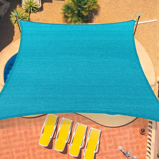 12'x16' Sun Shade Sail Curved Commercial Outdoor Shade Cover Turquoise Rectangle Heavy Duty Permeable 185GSM Outdoor Shades for Patio Garden Sandbox