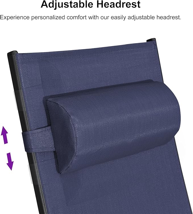 PURPLE LEAF Patio Oversized Chaise Lounge Chair Set with Side Table Pool Adjustable Recliner Chairs for Outside Beach Outdoor Sunbathing Tanning Poolside Lounger Chair
