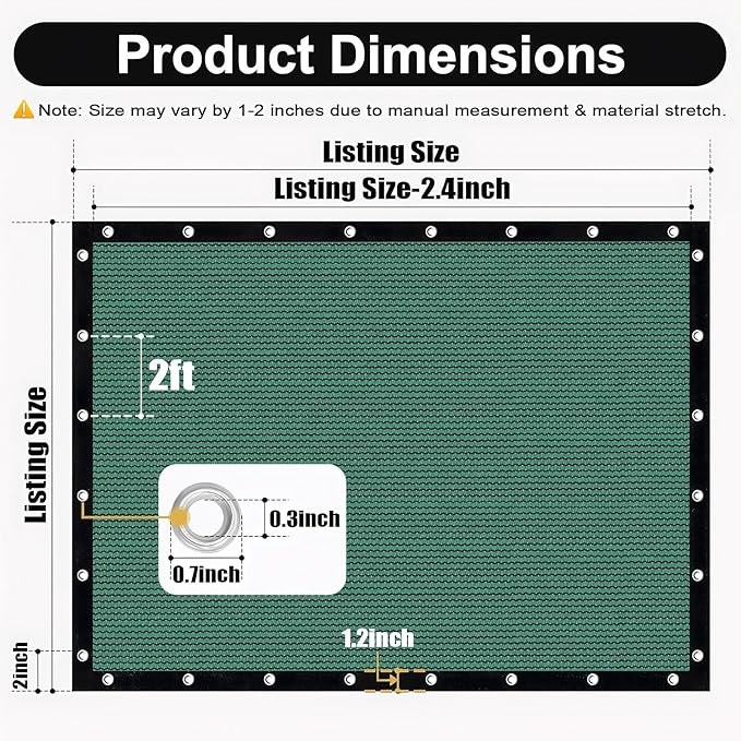 Artpuch 90% Sun Shade Cloth, 8 x 16 FT Pergola Shade Cover Canopy with Grommets, Sun Screen Fabric Tarp for Patio, Outdoor, Garden, Backyard, Green