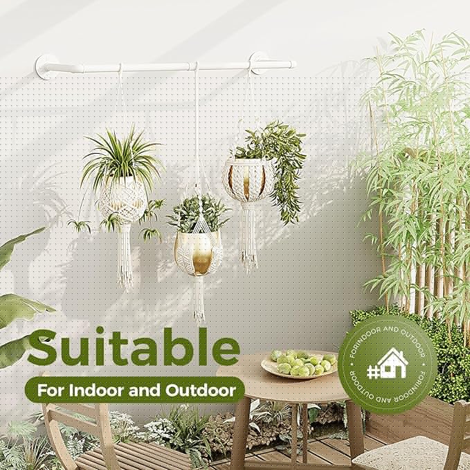 Bamworld Hanging Planters for Indoor Plants Plant Hanger Indoor Hanging Plant Holder Window Plants Shelves Metal Rod(Pot&Chains Not Included) 36.2in White
