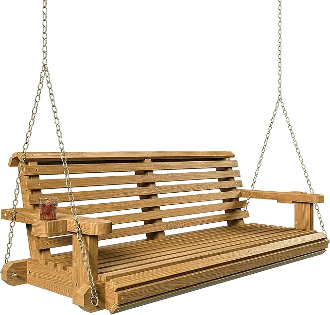 Porchgate Amish Heavy Duty 800 Lb Roll Comfort Treated Porch Swing W/Chains (4 Foot, Birch)