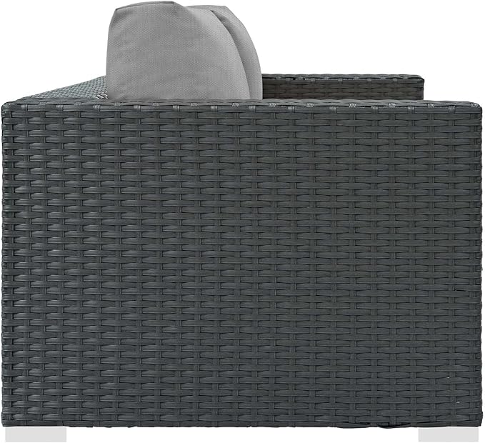 Modway EEI-1851-CHC-GRY Sojourn Wicker Rattan Outdoor Patio Sunbrella Fabric, Loveseat, Canvas Gray