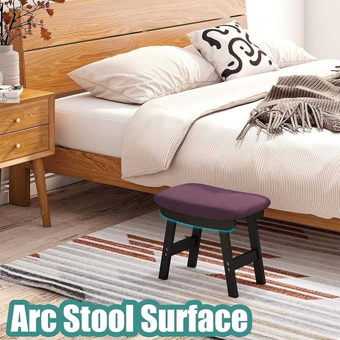 Foot Stools Ottoman, Small Soft Footrest Ottoman with Wood Legs, Sofa Footrest Extra Seating for Living Room Entryway Office