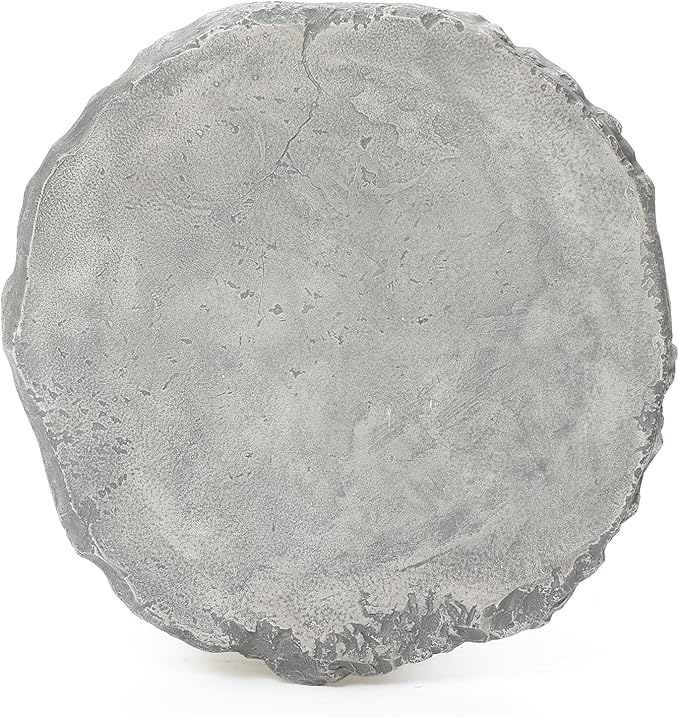 LuxenHome 18.7" Outdoor Side Tables for Patio, Off White Outdoor Accent Table, MgO Patio Side Table for Porch, Poolside, Backyard, Small Concrete End Tables for Outside, Drum Table, Plant Stand