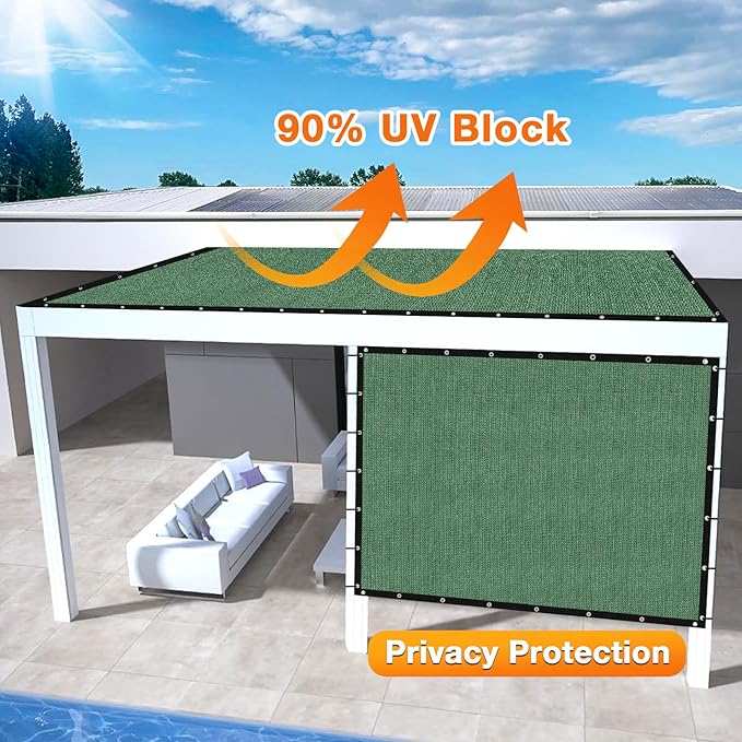 Artpuch Outdoor Pergola Shade Cover 6' X 20' Sun Shade Cloth with Grommets, 90% UV Protection Canopy Patio Privacy Screen (Customized Available) GN107, Green
