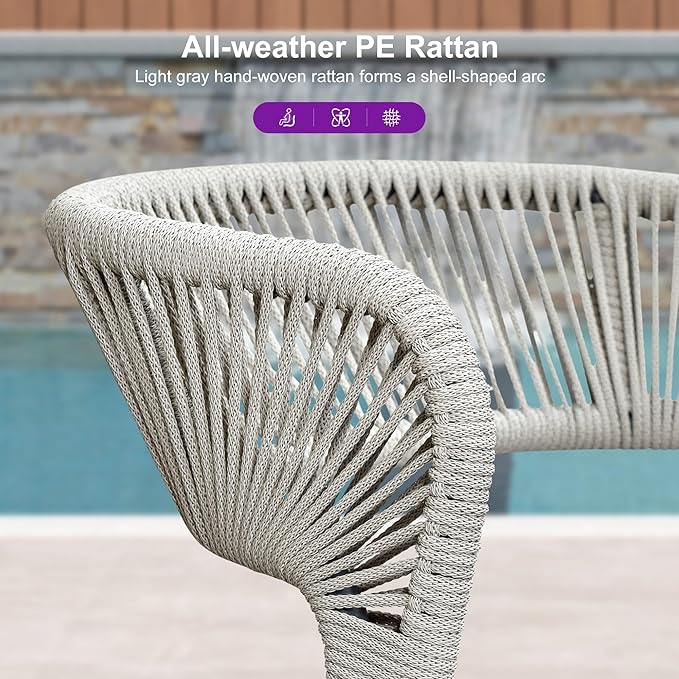 PURPLE LEAF 11 Pieces Outdoor Dining Set Patio Table and Chairs Set Aluminum Wicker Rattan Patio Furniture Set for Lawn Garden Porch Beige Marble Color Outdoor Set