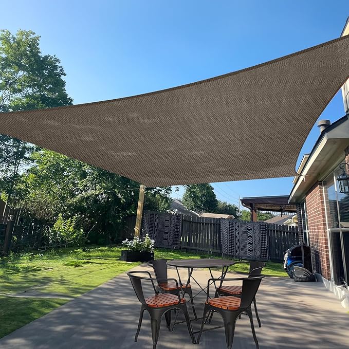 SUNLAX Sun Shade Sail 11' x 18' Brown Rectangle Canopy Sail Shade Cover UV Block Permeable Sunshade Outdoor for Patio Backyard Deck Pergola (We Make Custom Size)
