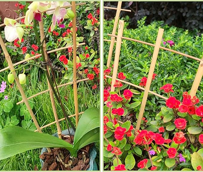 Bamboo Trellis for Climbing Plants 20 Pack, 16 Inch Garden Ladder Trellis for Potted Plants Indoor, Small Plant Support Trellis for Houseplants Vine