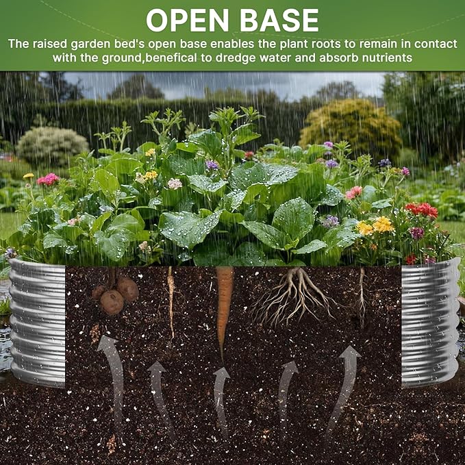 3 PCS Tall 4x2ft Galvanized Raised Garden Bed Outdoor, Metal Garden Bed for Vegetables, Above Ground Garden Box for Flower, Steel Raised Beds for Gardening