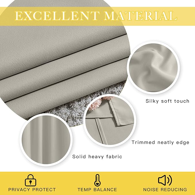 NICETOWN Blackout Curtains 72 inches Long, Grommet Privacy Window Treatment Thermal Insulated Room Darkening Sliding Glass Door Drape for Bedroom Living Room, 1 Panel, W100 x L72, Natural