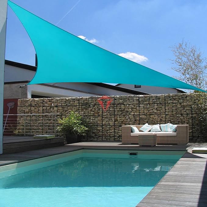 Patio Paradise 6' x 6' x 6' Sun Shade Sail Triangle Canopy Shade Cloth Fabric Sunlight Block Patio Pergola Cover HDPE Deck Awning for Outdoor Backyard Roof Shading, Turquoise