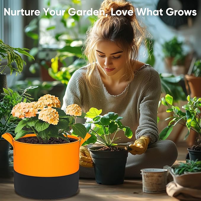 6-Pack 20 Gallon Grow Bags - 350G Heavy Duty Thickened Colorful Potato Grow Bags with Handles, Felt Nonwoven Garden Fabric Bags Gardening Pots for Vegetable Fruit Flowers Herbs Tomato Growing
