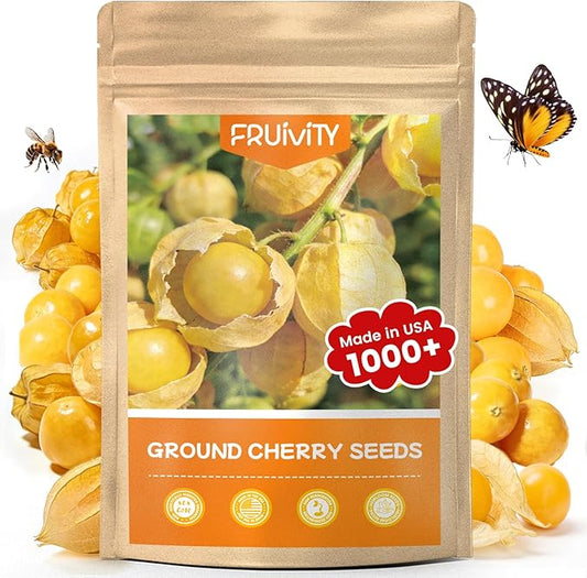 1000+ Ground Cherry Seeds for Planting, Non-GMO Heirloom Fruit Seeds for Outdoor Vegetable Garden, Open-Pollinated, Sweet Pineapple Ground Husk Cherry Tomatoes - Physalis pruinosa