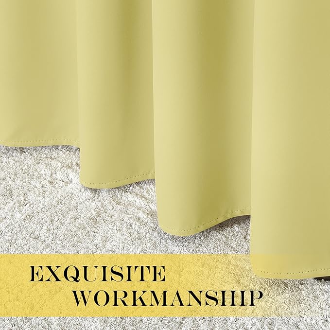 NICETOWN Blackout Curtains 72 inches Long, Grommet Privacy Window Treatment Thermal Insulated Room Darkening Sliding Glass Door Drape for Bedroom Living Room, 1 Panel, W100 x L72, Paler Yellow