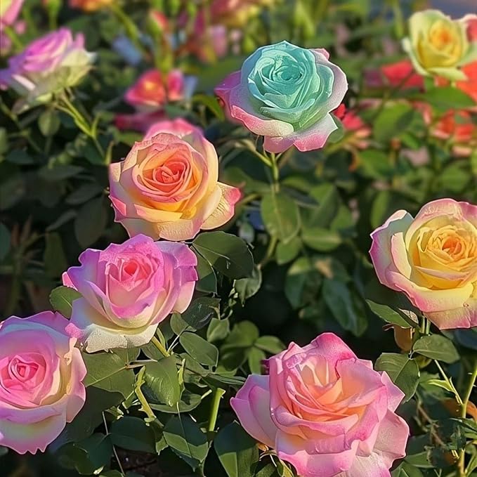 40+ Exotic Rainbow Rose Seeds for Planting Hybrid Rare Rose Seeds Perennial Shrub Garden Yard Potted Decoration