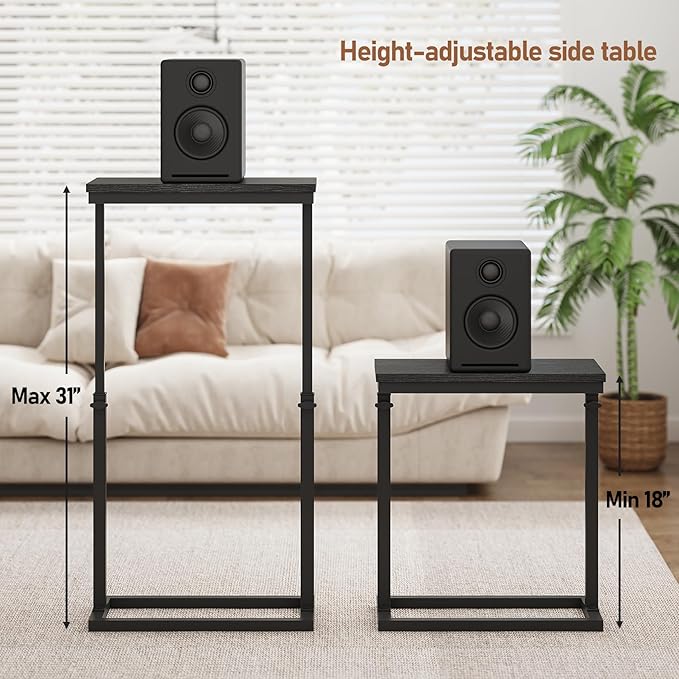 TUTOTAK End Table, Side Table, Tall Couch Table, Sofa Table, Living Room, Bedroom,Black TB01BK083P