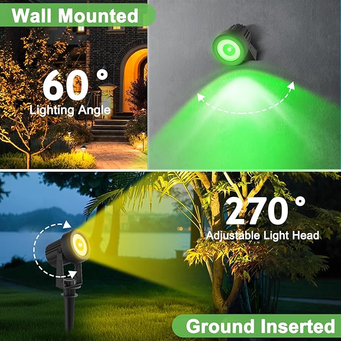 Solar Spotlights Outdoor Waterproof, RGB Landscape Spotlights, Christmas Decorative Solar Spot Lighting for Garden, Yard, Pathway, Lawn, Poolside, Party, 2-in-1 Mounted (RGB, 2 Pack)
