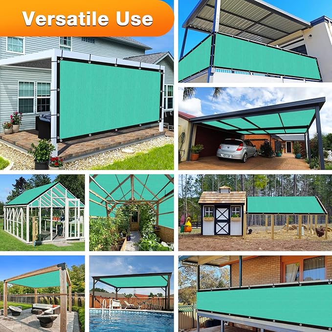 Artpuch Outdoor Pergola Shade Cover 9' X 13' Sun Shade Cloth with Grommets, 90% UV Protection Canopy Patio Privacy Screen (Customized Available) GN107, Turquoise