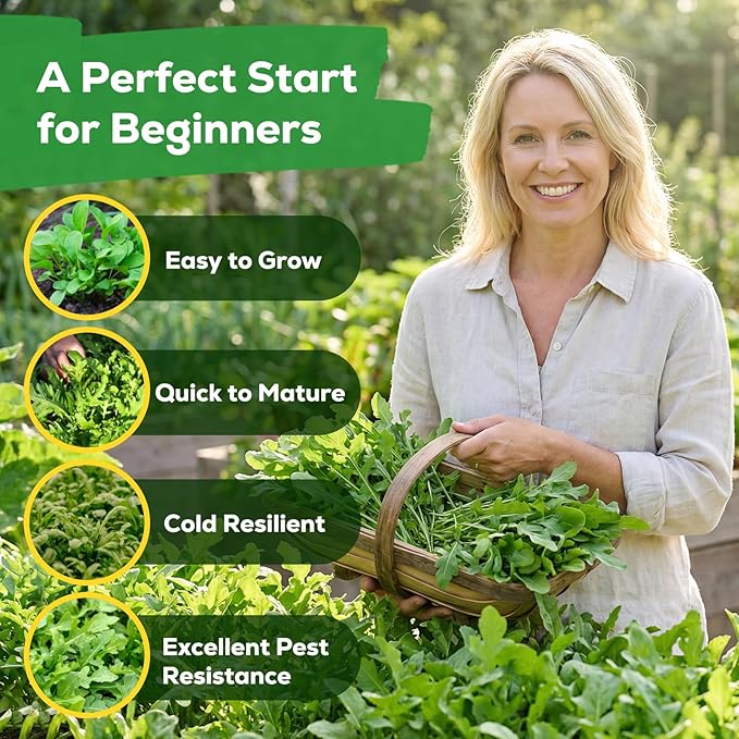 3000+ Heirloom Fruivity Arugula Seeds for Planting - Non-GMO Heirloom Seeds, Fast Growing, Cut-and-Come-Again, for Baby Greens, Hydroponic, Container & Outdoor Garden