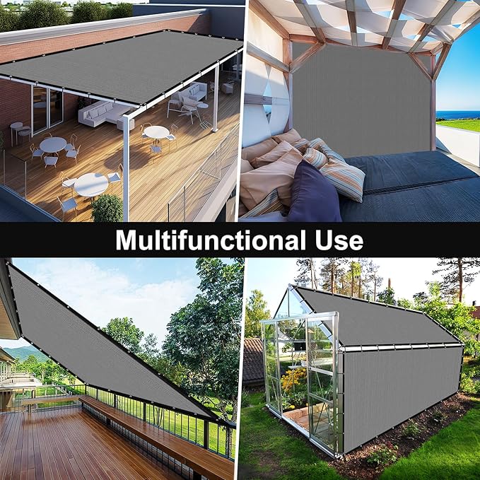 Artpuch 90% Sun Shade Cloth, 12 x 16 FT Pergola Shade Cover Canopy with Grommets, Sun Screen Fabric Tarp for Patio, Outdoor, Garden, Backyard, Light Grey