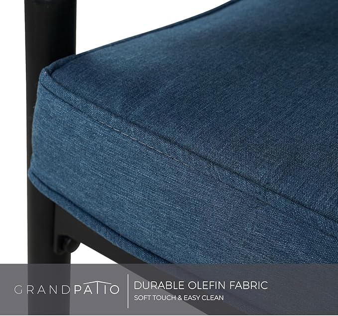 Gand Patio Outdoor 3-Seat Couch Sofa, Wicker Conversation Set with Thick Cushion for Porch, Garden, Yard (Peacock Blue)
