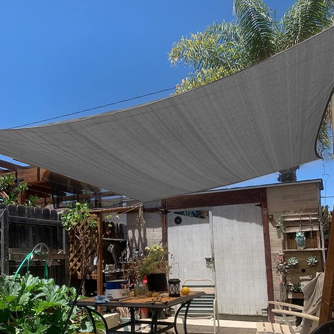 KANAGAWA 14'X15' Dark Gray Custom Size Sun Shade Sail Rectangle UV Block Canopy Cover for Patio Backyard Lawn Garden Outdoor (Customized Available)