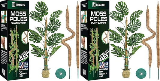 4 Pack 48'' Bendable Moss Pole Monstera Plant Support for Climbing Indoor Plants - Stakes for Potted Climbers - Tall Sticks Indoor Trellis for Houseplants - Accessories for Monstera Pot