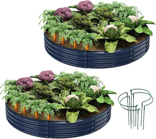 Galvanized Metal Planter Raised Garden Bed Kit for Gardening Outdoor Garden Box Raised Flower Bed 2PC Blue 3X3X1FT