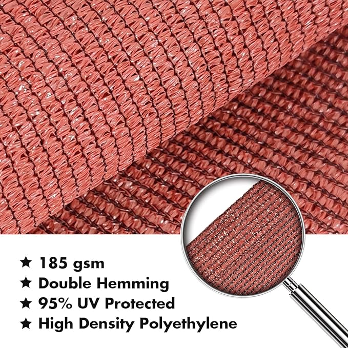 KANAGAWA 12'X18' Rust Red Custom Size Sun Shade Sail Rectangle UV Block Canopy Cover for Patio Backyard Lawn Garden Outdoor (Customized Available)