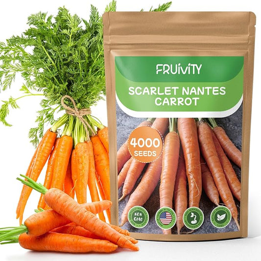 Scarlet Nante Fruivity Carrot Seeds for Planting - 4000+ Non-GMO Heirloom Carrot Seeds, Organic, USA Grown, for Home Garden, Raised Bed & Outdoor Planting