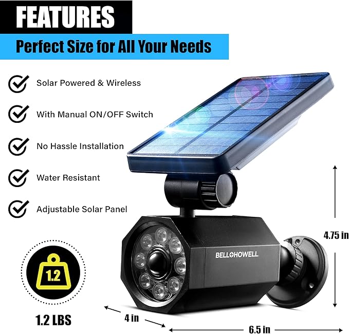 Bell+Howell Bionic Spotlight LED Solar Lights Solar-Powered Spot Light with 25 Feet Motion Sensor Outdoor Waterproof Frost Resistant Yard Outdoor Lighting As Seen On TV (Original, Set of 2)