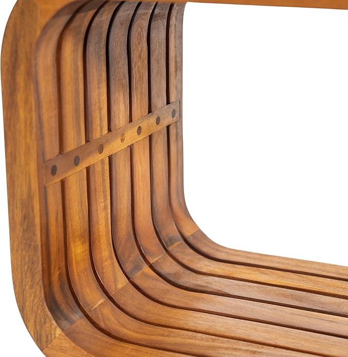 Christopher Knight Home Bruno Durable Acacia Wood Outdoor Coffee Table with Hollowed-Out Design, Slatted Patio Side Table, Versatile Patio Outdoor Furniture, No Assembly Needed, Teak