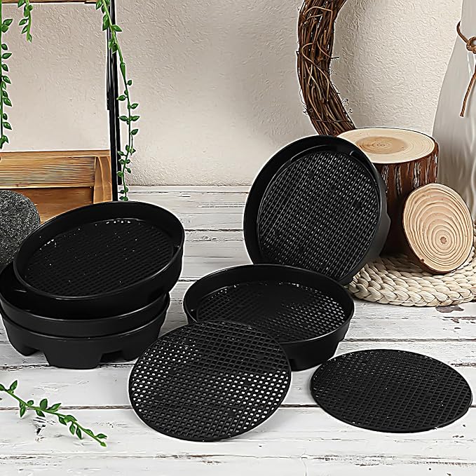 UPINS Invisible Self Watering Planter,6 Set Self Watering Planter Insert Hanging Basket Drip Pan Plant Saucers Trays Auto Planter Watering Devices Plastic for Outdoor Indoor Pots Liners