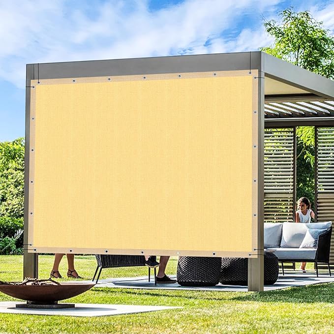 Artpuch Outdoor Pergola Shade Cover 14x16 FT Sun Shade Cloth with Grommets Sand 90% UV Protection Canopy Patio Privacy Screen (Customized Available)