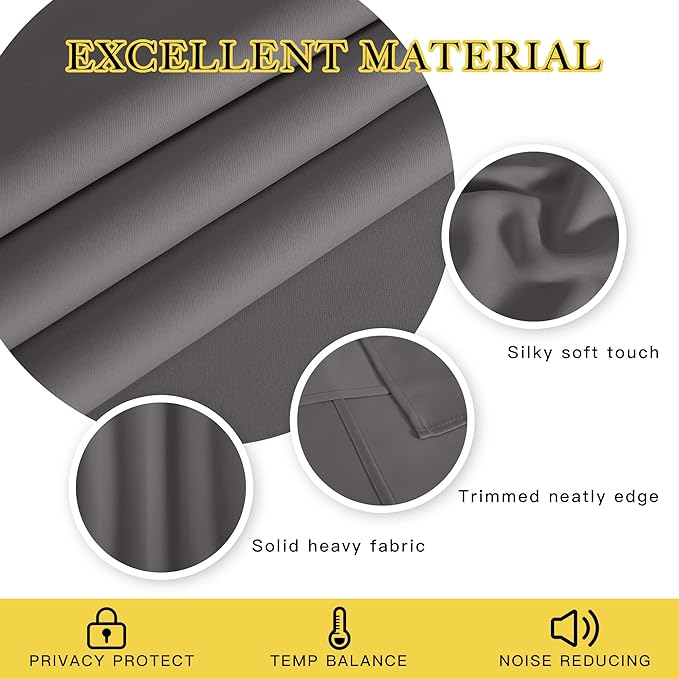 NICETOWN Blackout Doorway Curtain 80 inch Length - Grommet Room Darkening Thermal Insulated Soundproof Window Treatments for Bedroom/Closet (1 Panel, 46 x 80 Inch, Grey)
