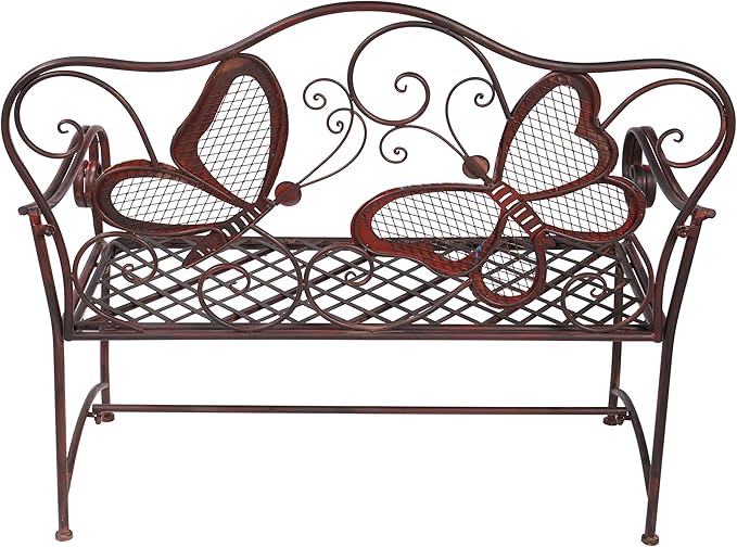Alpine Corporation 45" x 23" Outdoor 2-Person Butterfly Garden Bench