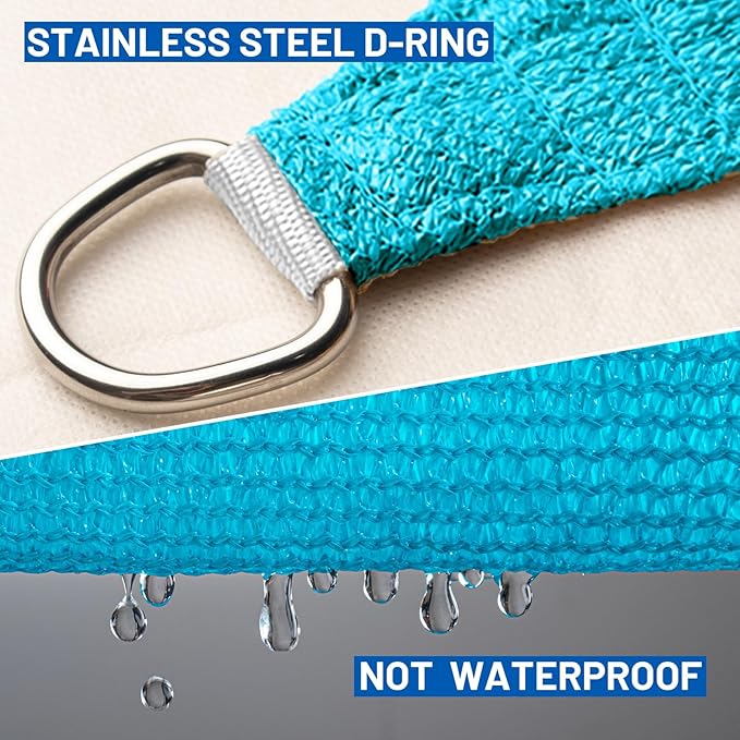 SUNLAX Sun Shade Sail 16' x 16' x 16' Turquoise Blue Triangle Canopy Sail Shade Cover UV Block Permeable Sunshade Outdoor for Patio Backyard (We Make Custom Size)