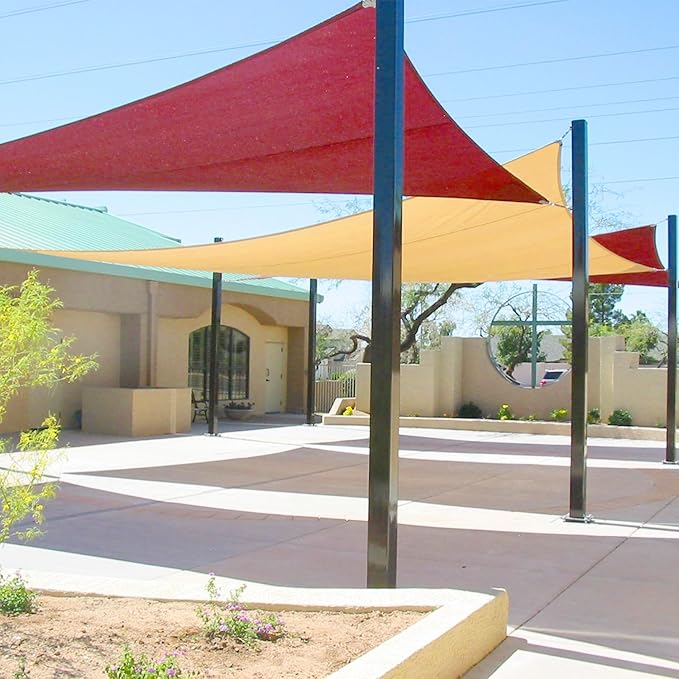 E&K Sunrise 27' x 27' x 27' Sun Shade Sail Triangle Canopy Shade Cover UV Block for Patio Backyard Garden Outdoor (Red)
