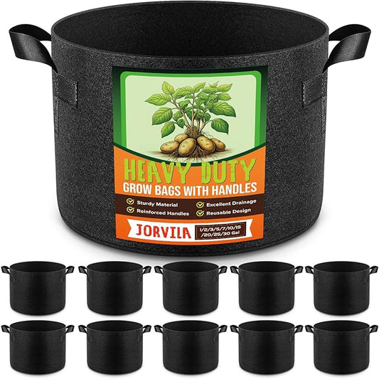 10 Pack 3 Gallon Grow Bags, Thickened Nonwoven Fabric Planter Pots with Handles, Heavy Duty 300G Garden Pots for Tomato, Potato and Vegetable