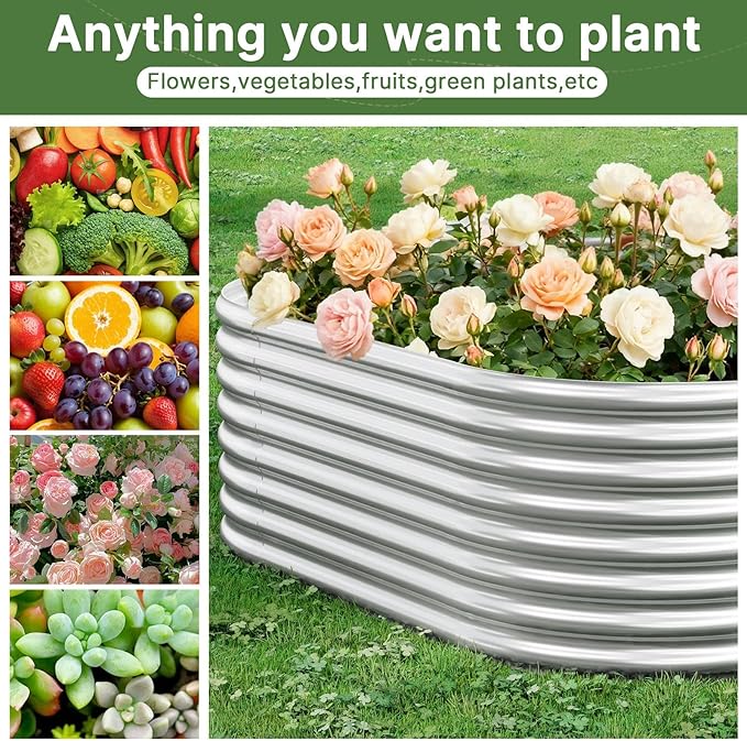 3 PCS Galvanized Raised Garden Bed Outdoor, Metal Garden Bed for Vegetables, Above Ground Garden Box for Flower, Steel Raised Beds for Gardening - 3x2ft