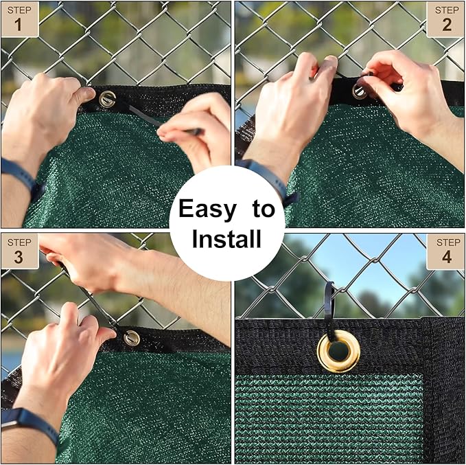 UPGRADE Privacy Fence Screen 4'x3' Dark Green Outdoor 90% Visibility Blockage 170 GSM Mesh Shade Cover Panels for Backyard,Balcony,Home Decoration with Zip Ties,Customized Avaliable