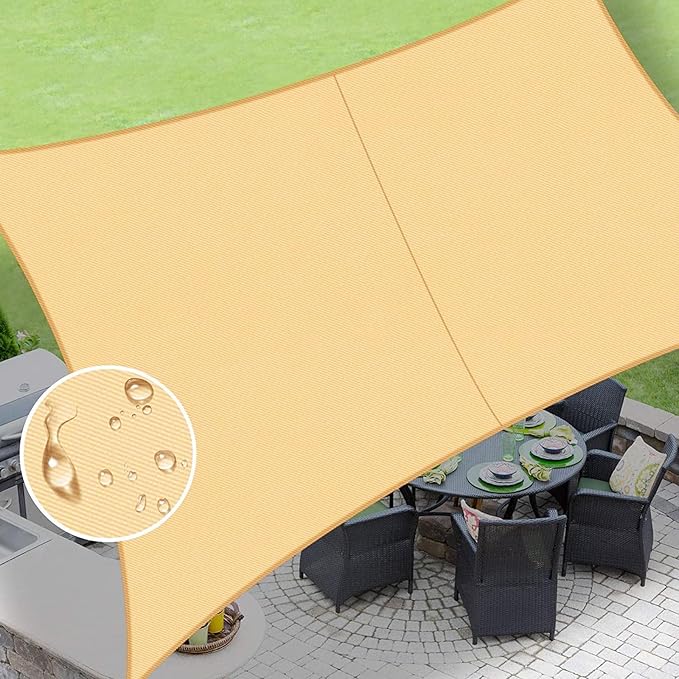 LOVE STORY Rectangle 4'x8' Waterproof Sun Shade Sail Canopy UV Block for Outdoor Patio Backyard Carport,Sand(We Make Custom Size)