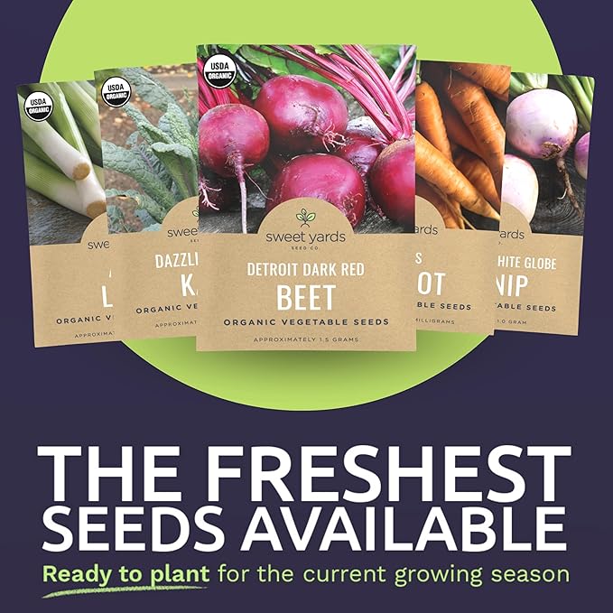 Organic Cold Hardy Fall & Winter Seeds Variety Pack - 10 Individual Packs - 2026 Season - Caulifower, Turnip, Kale, Carrots and More! for Indoor & Outdoor Planting (Non-GMO, Certified Organic)